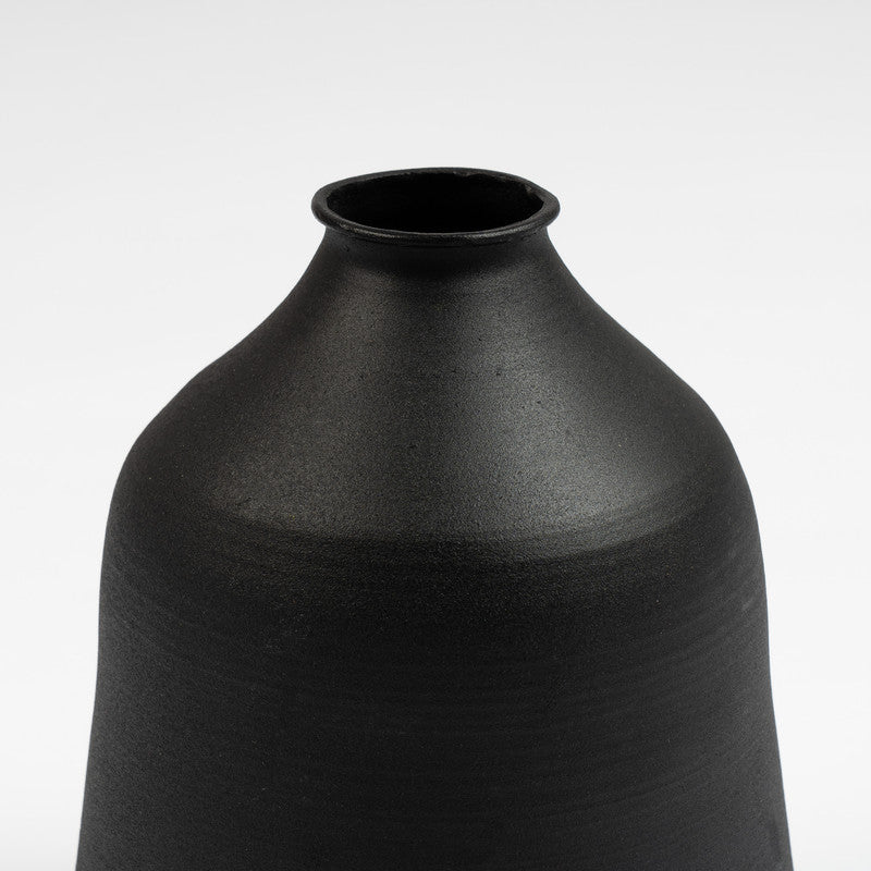 Matt Black Metal Vase 18.5cm